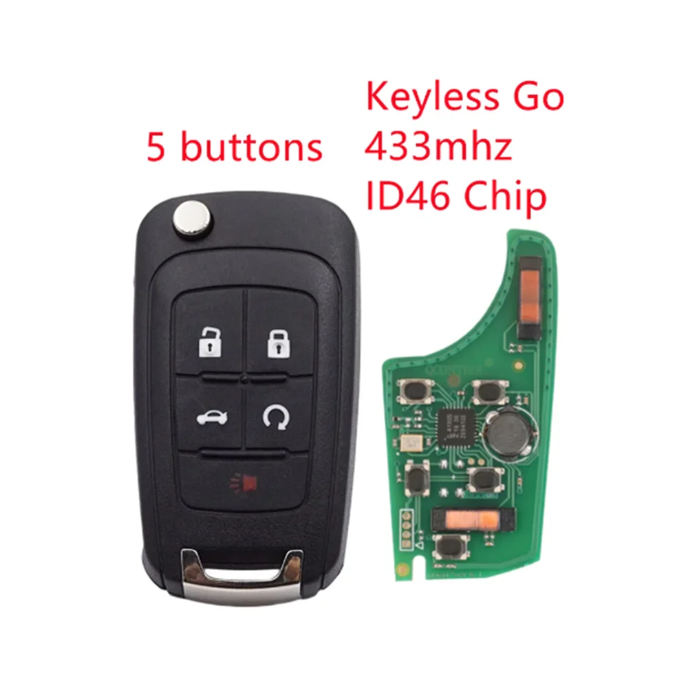 

3 Buttons Keyless-go Flip Remote Smart Key for Chevrolet Cruze Sonic Malibu Impala Equinox 433MHz ID46 Chip HU100 Uncut Balde