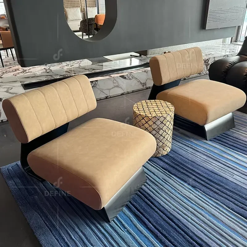 Contemporary Lounge Chair Premium Upholstered in Fabric Modern Comfortable Single Relax Armchair