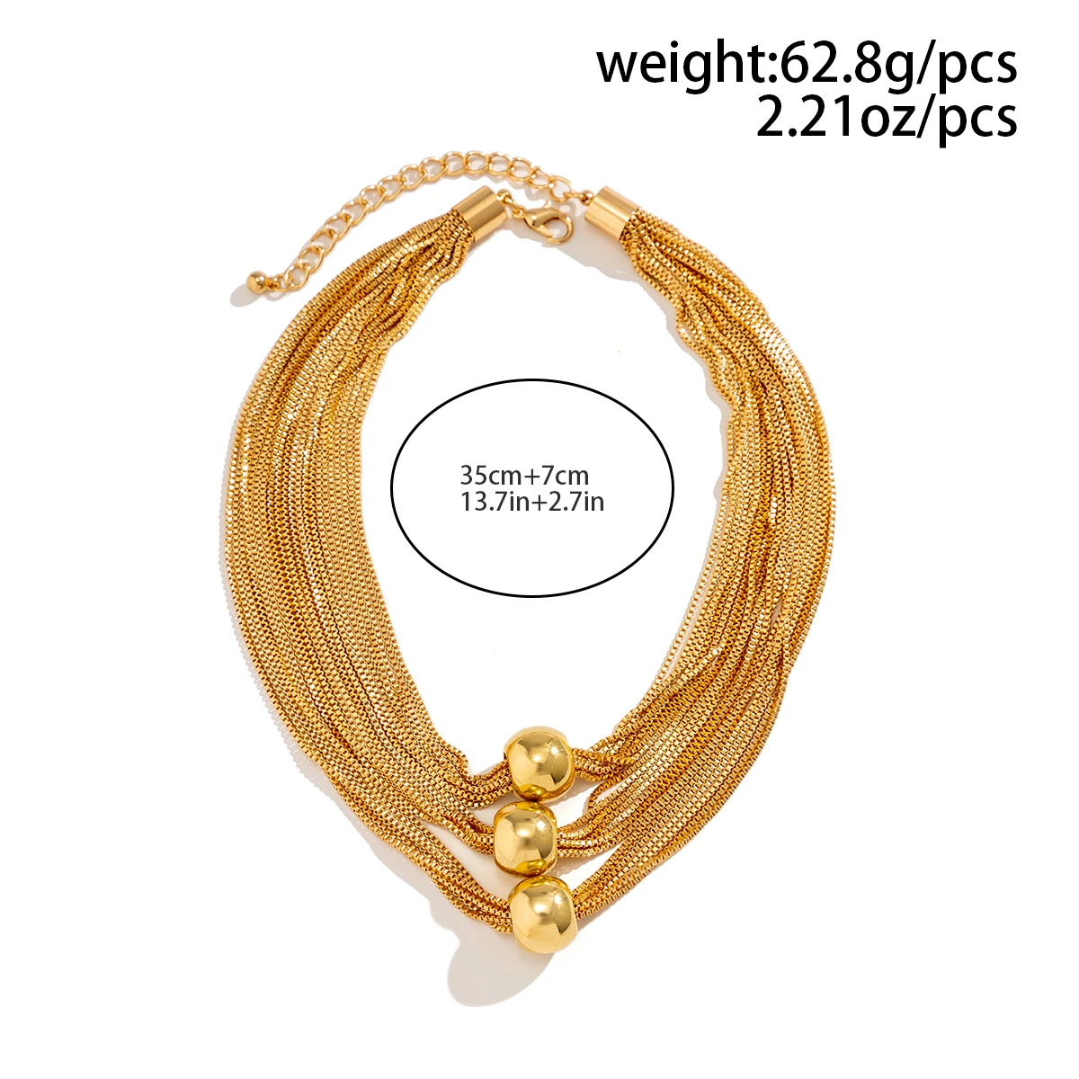 IngeSight.Z wielowarstwowy przesadny materiał CCB duży naszyjnik typu choker z kulką dla kobiet w stylu Vintage złoty kolor masywny łańcuszek do obojczyka — zdjęcie 5