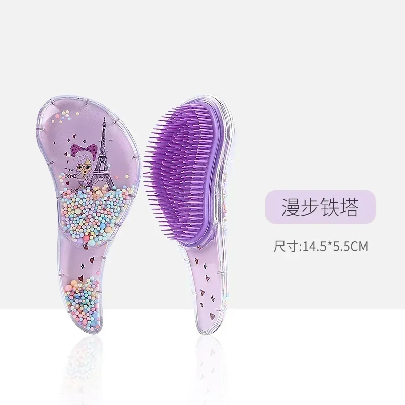 Cute Children Hairdressing Comb for Kids Anti-knot Massage Flowing Bead Hair Comb Children Girls Dress Up Makeups Toy Gifts