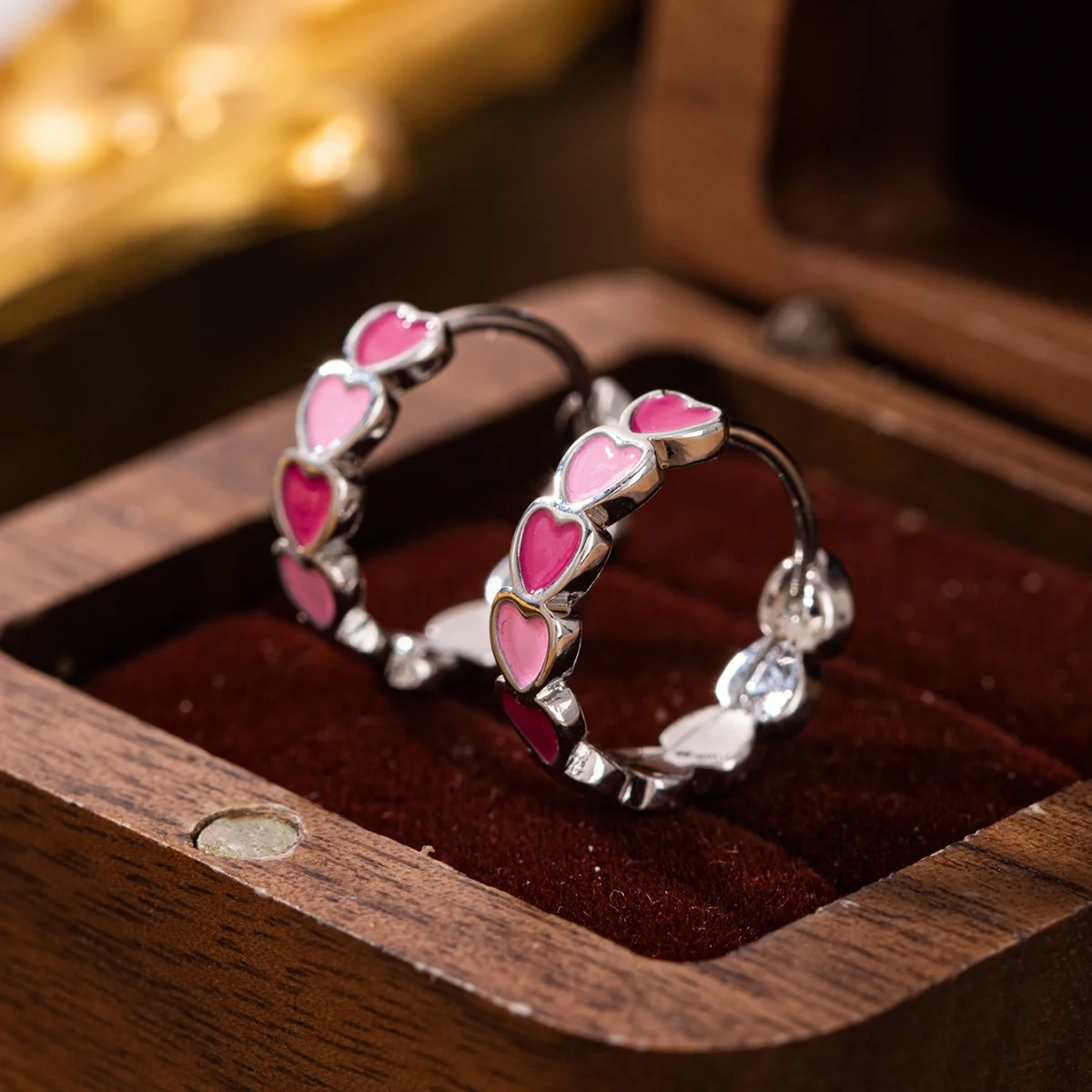 Vintage Bohemian Style Heart-shaped Ring Earrings Suitable For Girls' Vacation Party Casual Wear Fashionable Sweet Earrings