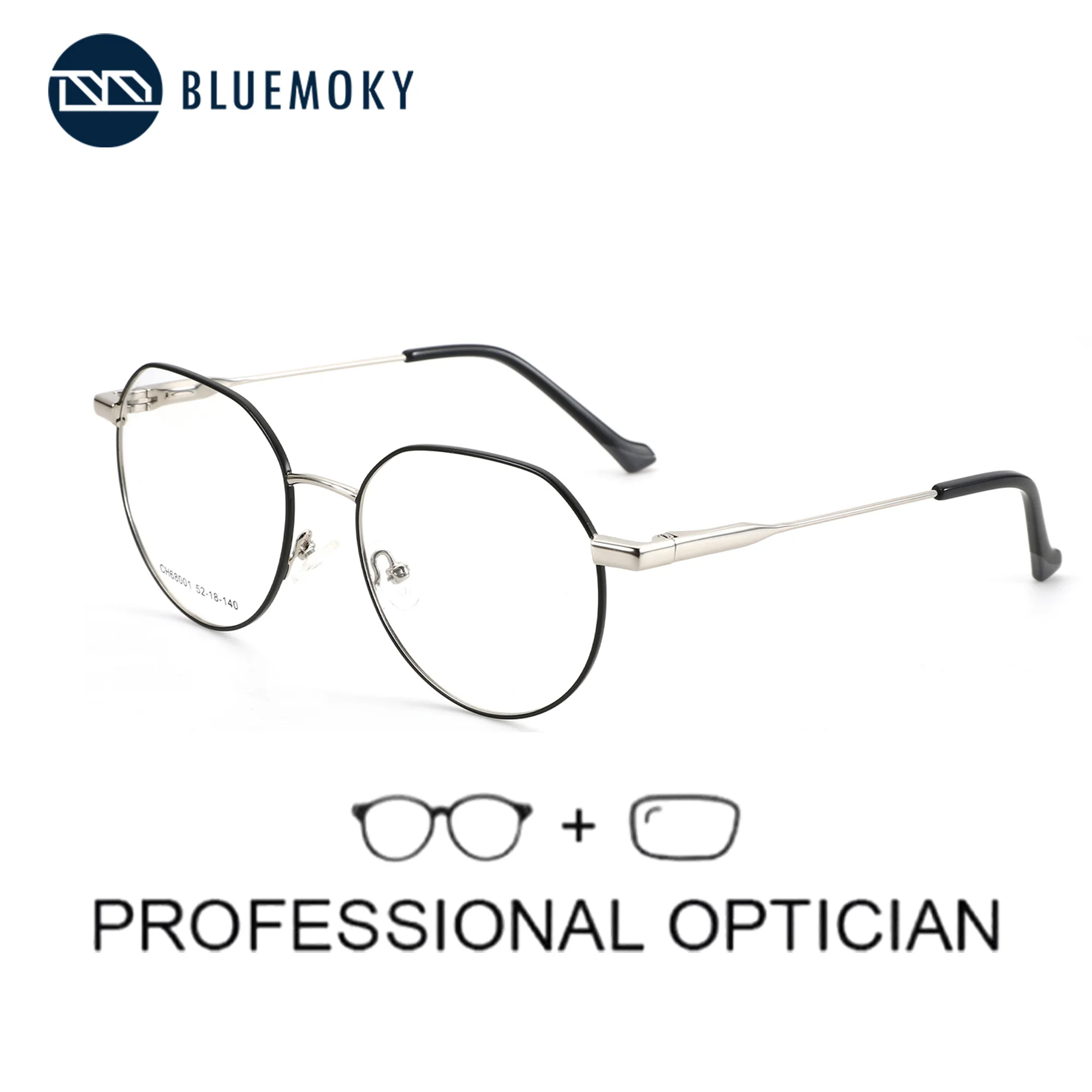 

BLUEMOKY 2025 New Alloy Prescription Eyeglasses Ladies Round Full Rim Glasses Myopia Hyperopia Progressive Anti-Blue Light