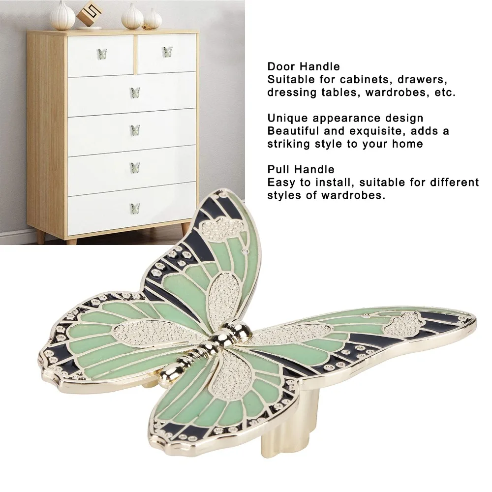 Vintage Zinc Alloy Drawer Knobs Durable Easy Install Cabinet Pull Handles Butterfly Knobs Drawer