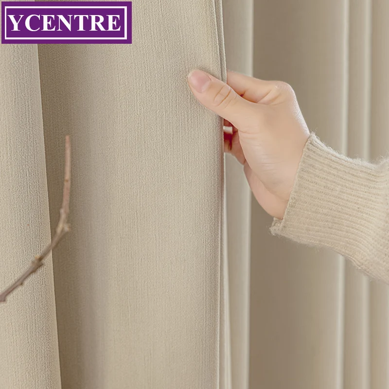 YCENTRE Imitation Cashmere Cortina Solid Chenille Blackout Curtain for Bedroom Living Room Insulating Windows Panel Drapes