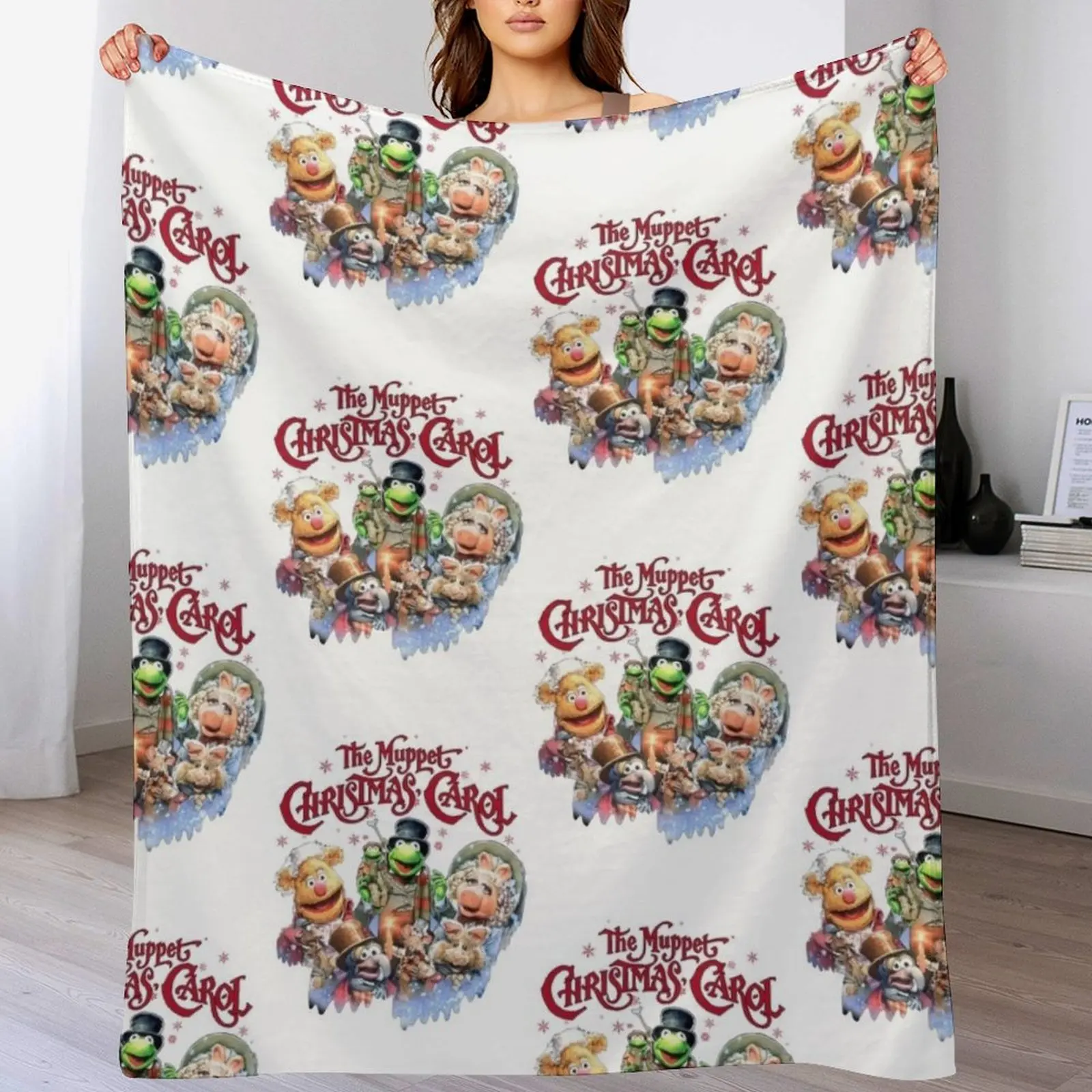 

Retro 90s Muppets Christmas Carol Throw Blanket Flannel Fabric Blankets Sofas Of Decoration Tourist wednesday Blankets