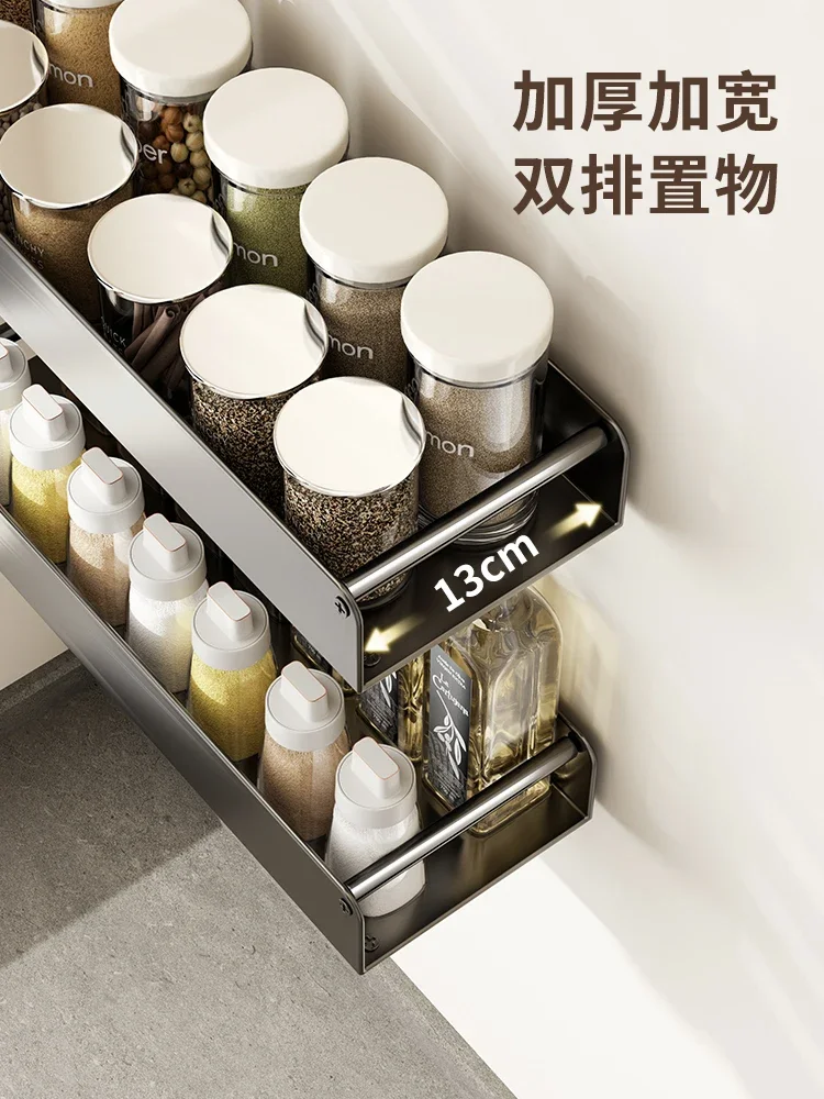 Dongxi kitchen shelf seasoning rack multifunctional wall-mounted seasoning multi-layer punching-free space-saving storage rack