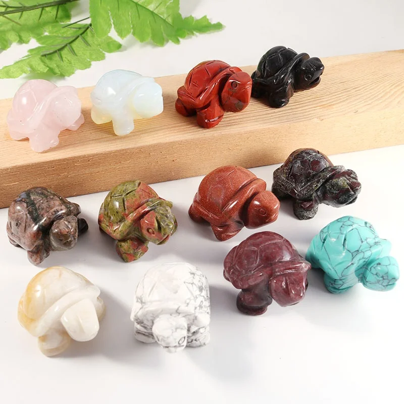 

1.5inch Carved Animal Turtle Natural Crystal Healing Reiki Gem Stone Office Furniture Tortoise Statue Figurine for Home Decor