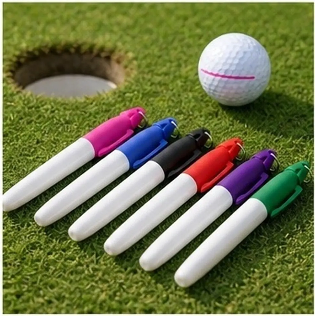 6Pcs Golf Ball Marker Pen Set Vibrant Color Variety Portable Lightweight Quick Drying Ink for Golf Course Practice Tournament