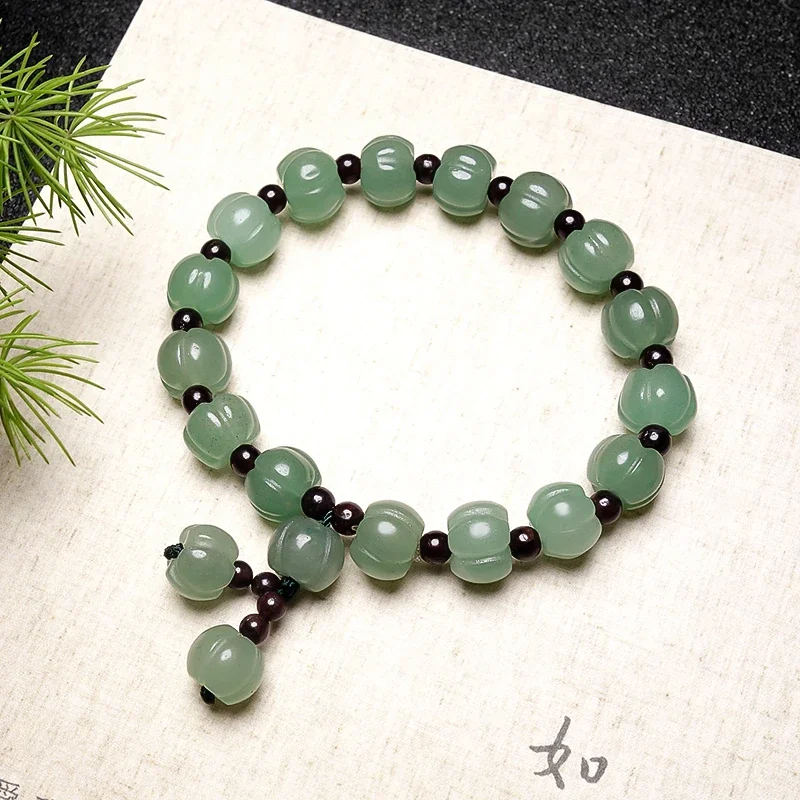 

Высокое качество Hetian Jade, браслет с одним кольцом, золотая проволока, нефритовый браслет из тыквы, женские натуральные цветные нефритовые бусины