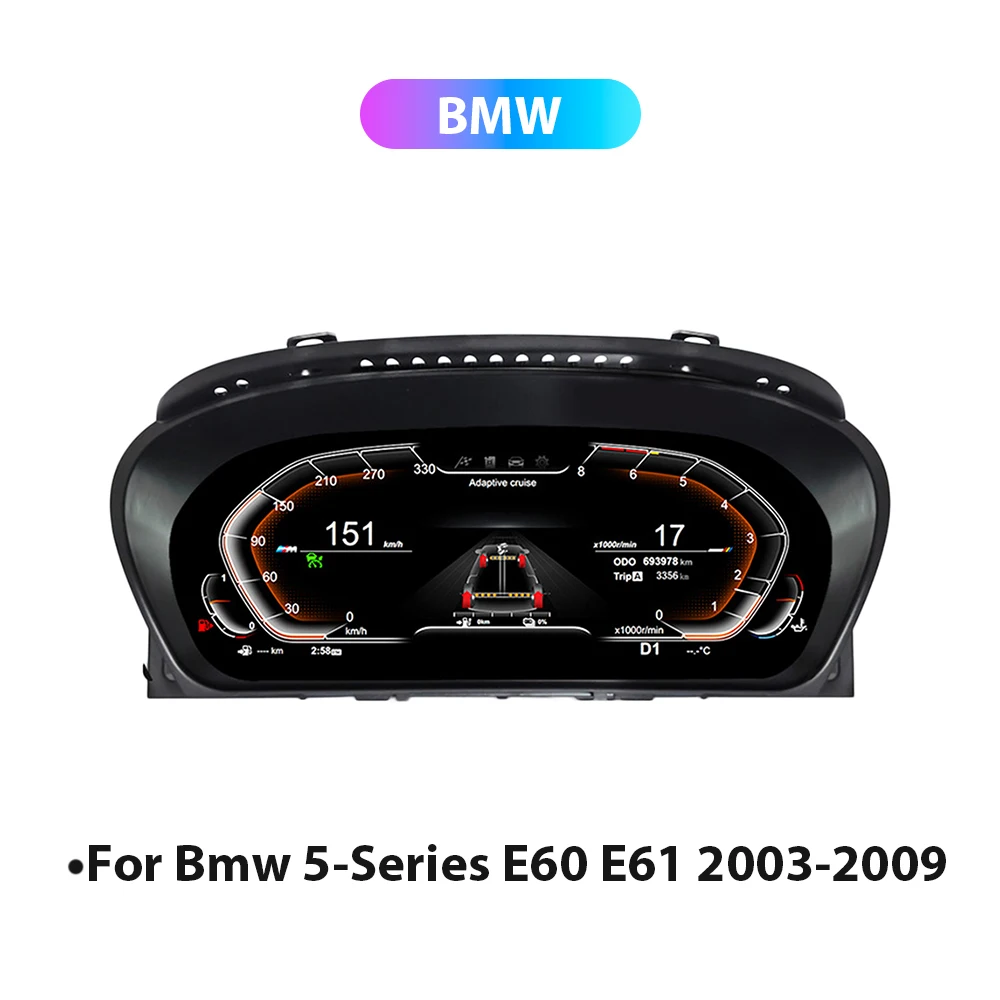 LCD Digitaal Dashboard Cluster voor BMW 5 Serie E60 E61 E63 E64 CIC CCC 2003-2009 Auto Paneel Snelheidsmeter Virtuele Cockpit met Draadloze Carplay Functie