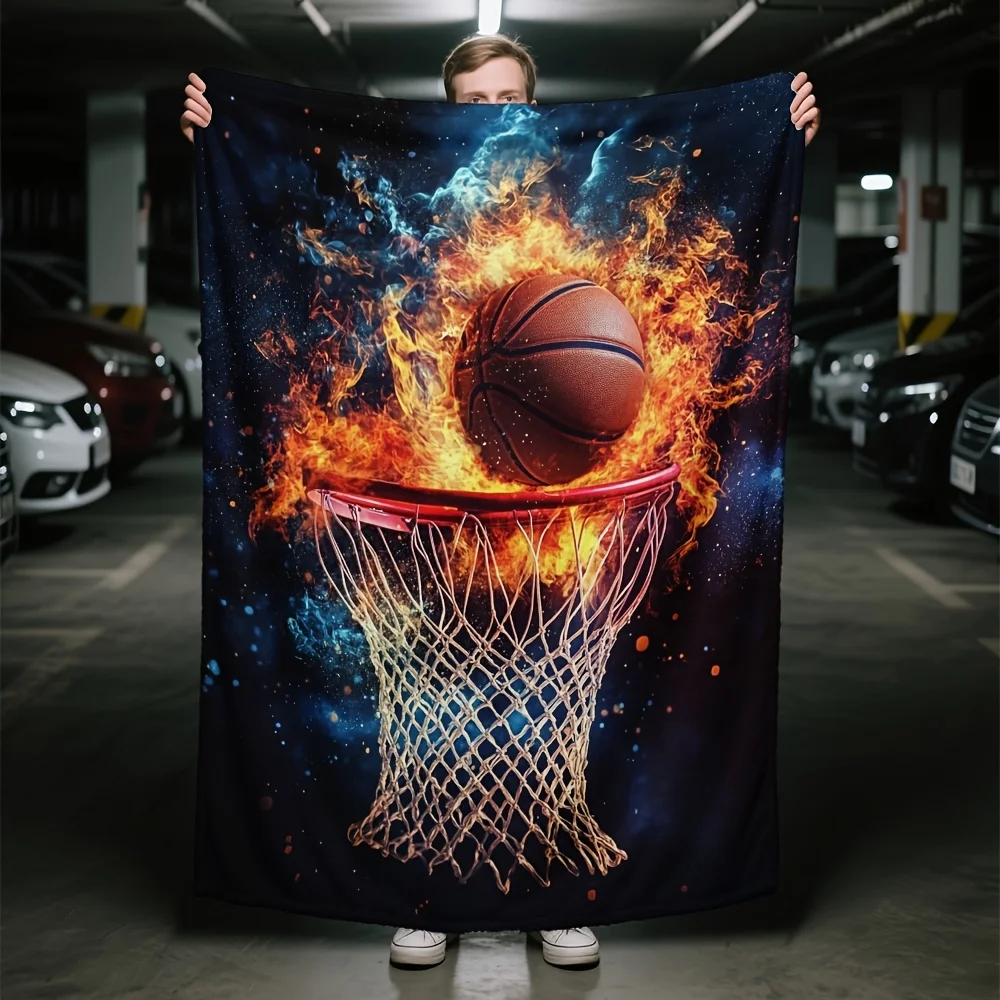 Oversized Basketball Galaxy Flame Blanket Throw 150x200cm Plush Cozy Sports Decor Living Room Home Warming Blanket