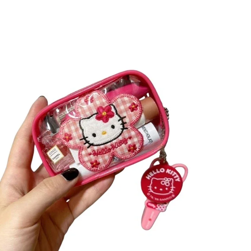 Hello Kitty Mini Organizer Makeup Bag Cute Transparent Waterproof Travel Cosmetic Case Small Portable Zipper Wash Toiletry Pouch