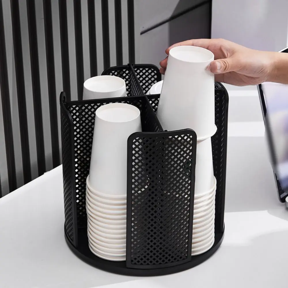 

360° Rotation Cup Storage Rack Removable Multifunction Coffee Cup Dispenser Space-saving Creative Desktop Storage Organizer