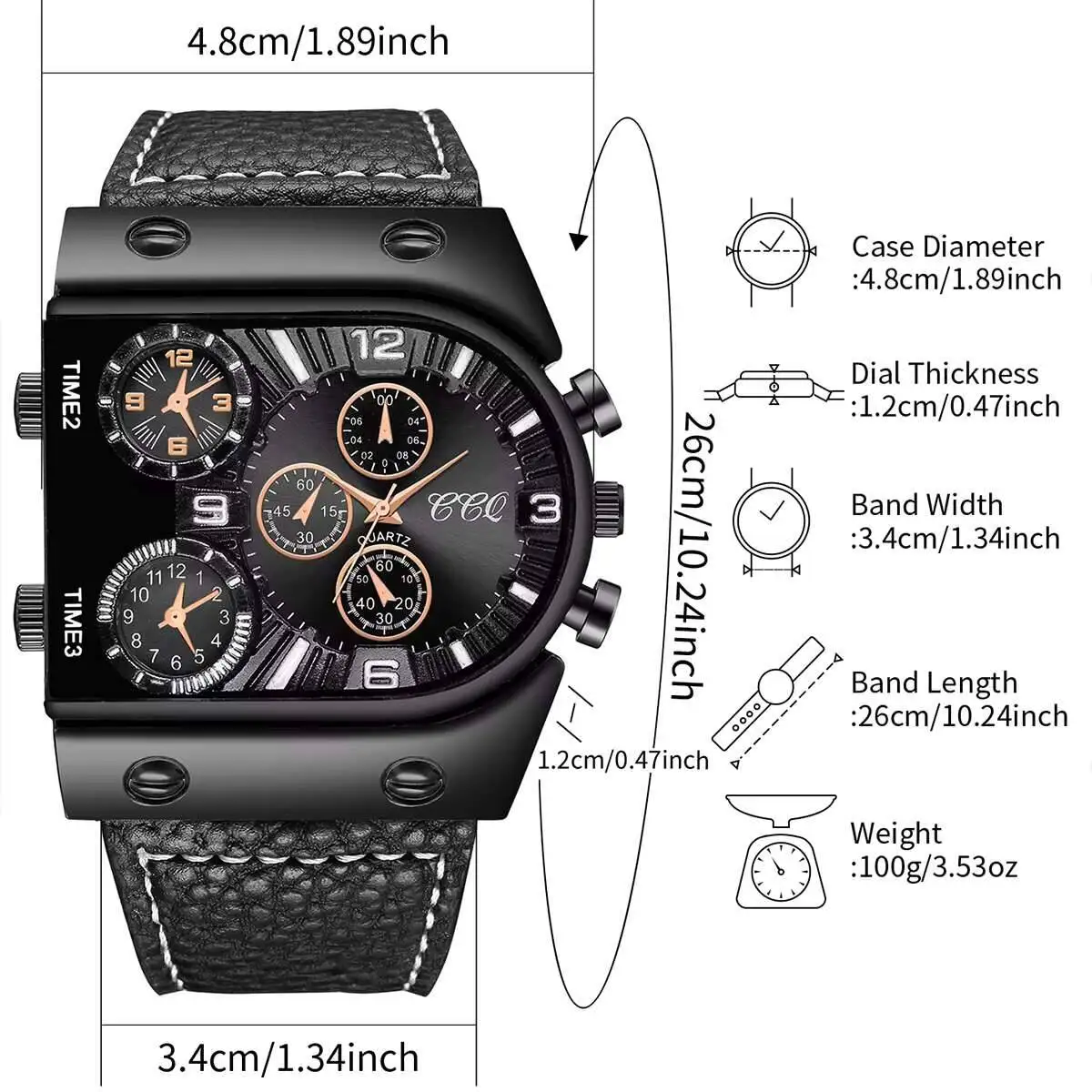 Luxury Large Dial Men's Quartz Watch Casual Leather Strap Men Sports Watches Clock Gift Reloj Hombre