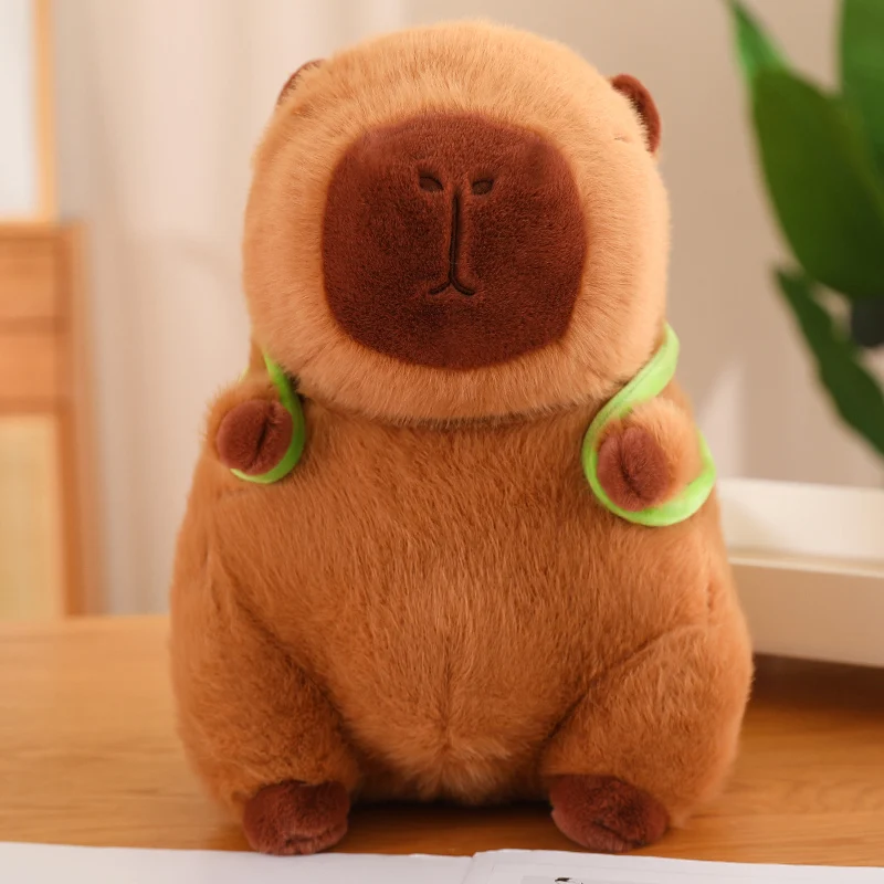 Lindo juguete de peluche de Capybara Kawaii con bolsa de tortuga, gorro de fresa, animales de peluche, regalo para niños, decoración del hogar