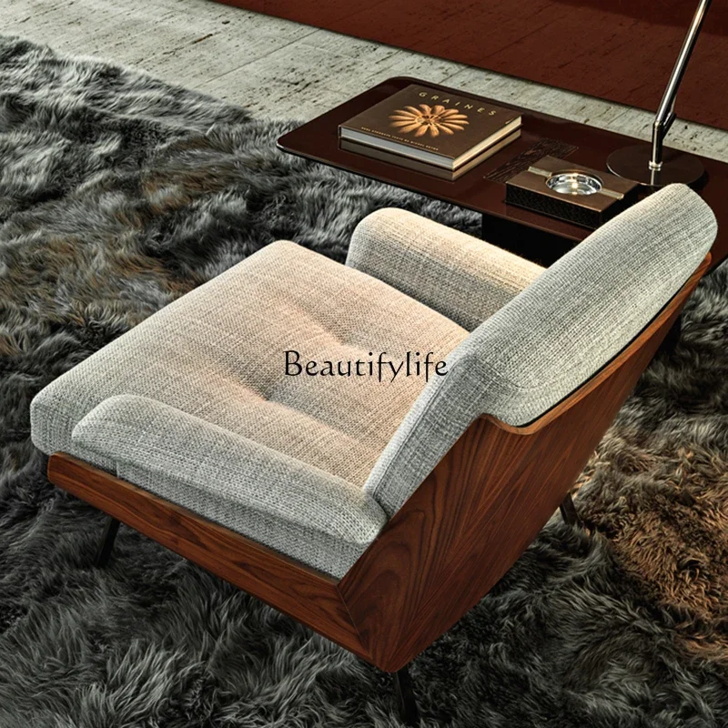 Italian modern simple sofa single chair light luxury negotiation chair backrest solid wood leisure