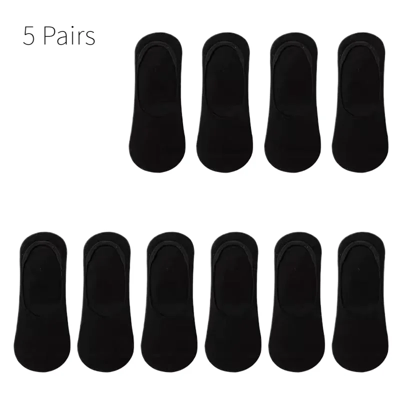 5 Pairs Men\'s Solid Color Light Mouth Invisible Socks Solid Color Business Casual Non Slip Men\'s Short Socks