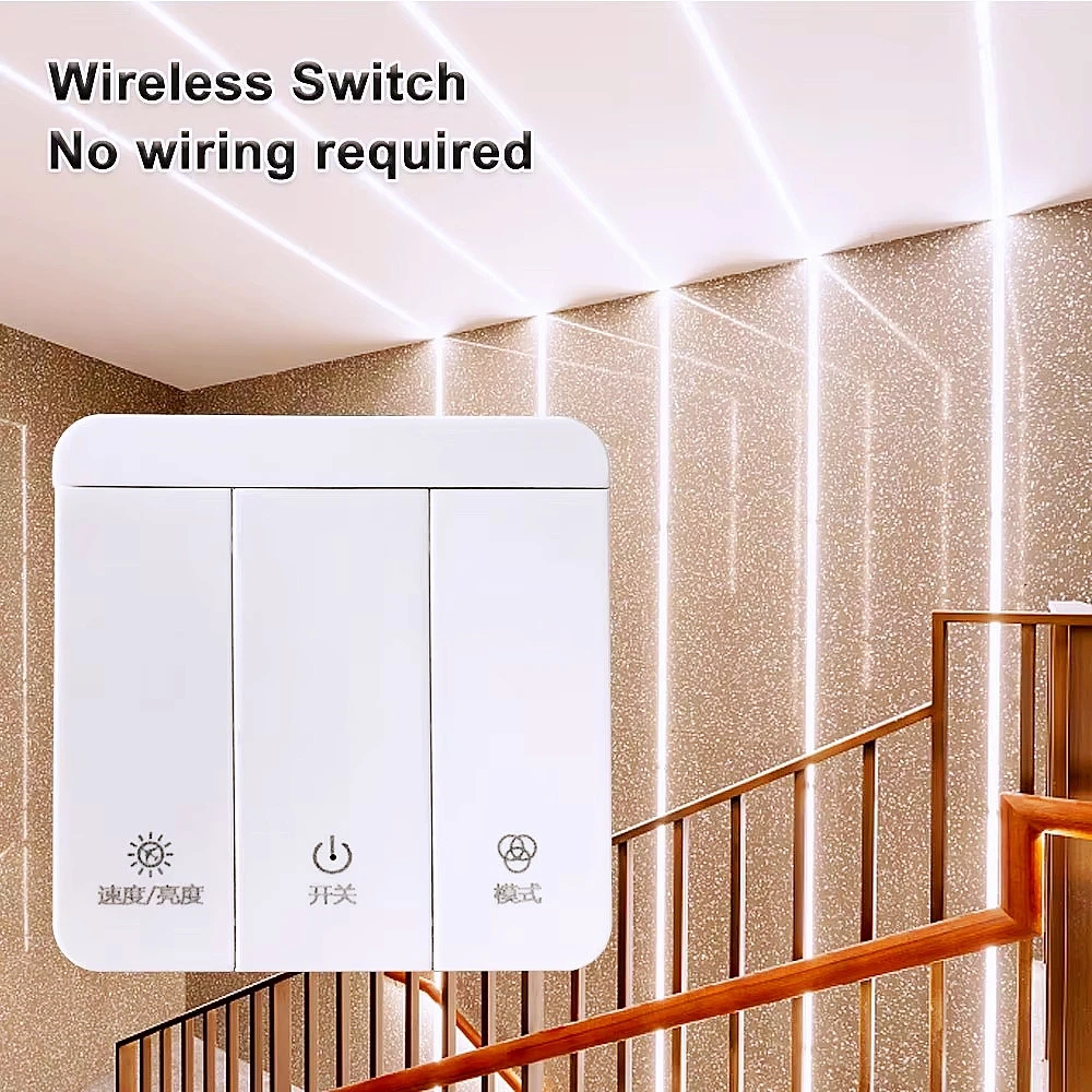Touch wireless panel switch running water LED light RF controller 3-key 12-key remote control monochrome strip
