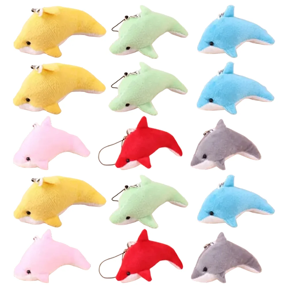 

25 Pcs Plush Toy Adorable Keychains Fluffy Dolphin Pendant Stuffed Dolls Pp Cotton Decoration