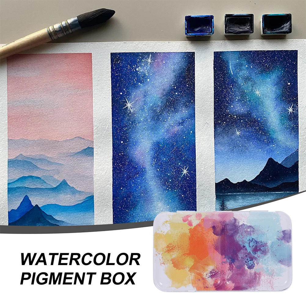 

1 set 1 Set Watercolor Pigment Box Portable Color Mixing Case For Artist Student Durable Paint Storage Tin Diy Painting Tool