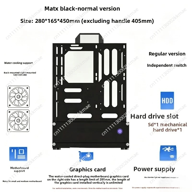 Open Frame PC Case 240/360 Liquid & Air Cooling Rack ATX/MATX Vertical GPU Desktop Mini Case