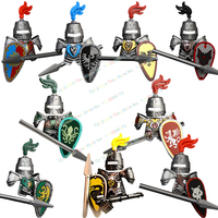 Green Dragon Raven Knights Shield Action Figures MOC Medieval Ancient Knights Scene Building Block Creative Toys for Children