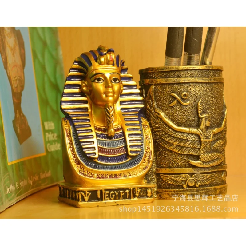 Egyptian Pharaoh Pen Holder Creative Fashion Desktop Pen Holder Penholder Home Study Furnishings & Decoration Teacher Birthday G