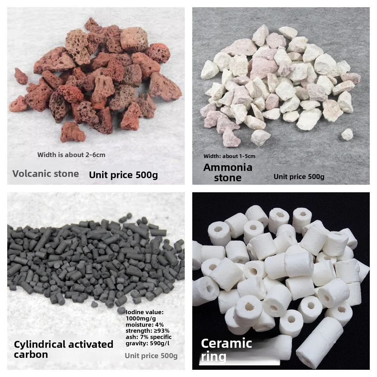 

Aquarium Filter Media Ceramic Rings Activated Carbon Volcanic Rock Bio Balls Fish Tank Water Purification Set