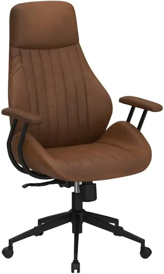 Century Modren Office Chair - Leather Brown Executive Chairs Ergonomic High Back with Lumbar Support, Swivel Computer Desk Task