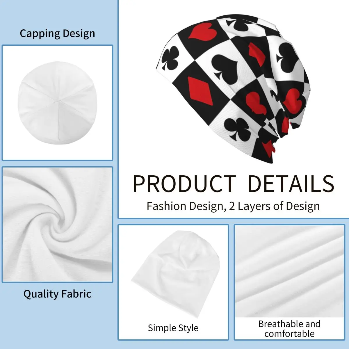 بطاقات اللعب Skullies Beanies القبعات الدافئة الخريف الشتاء في الهواء الطلق قبعة محبوك قبعات بونيه للجنسين الكبار