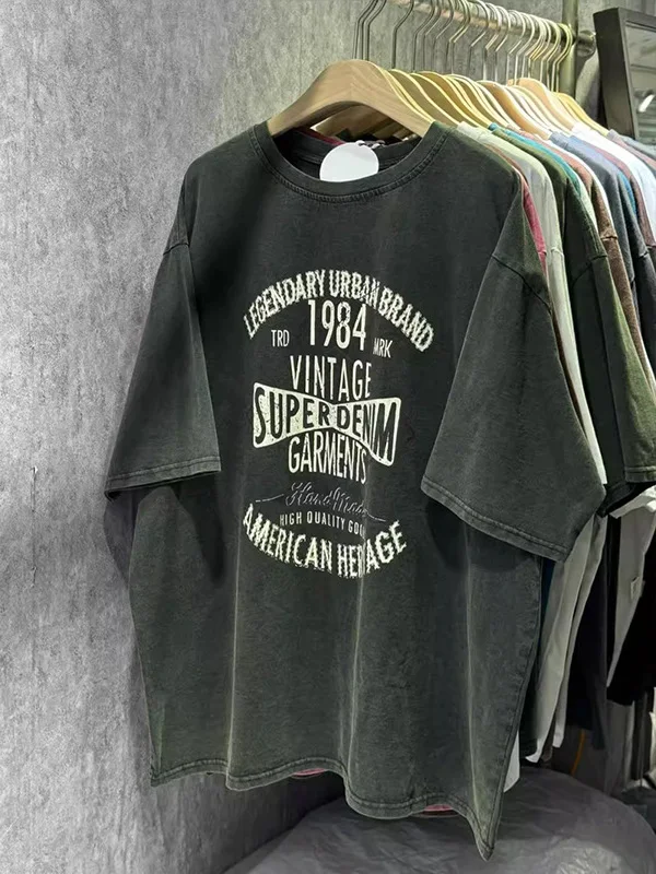 American Retro Cotton Short Sleeve T-Shirt Unisex Loose Fashion Brand Upper Apparel Summer Pure Cotton Comfortable Top
