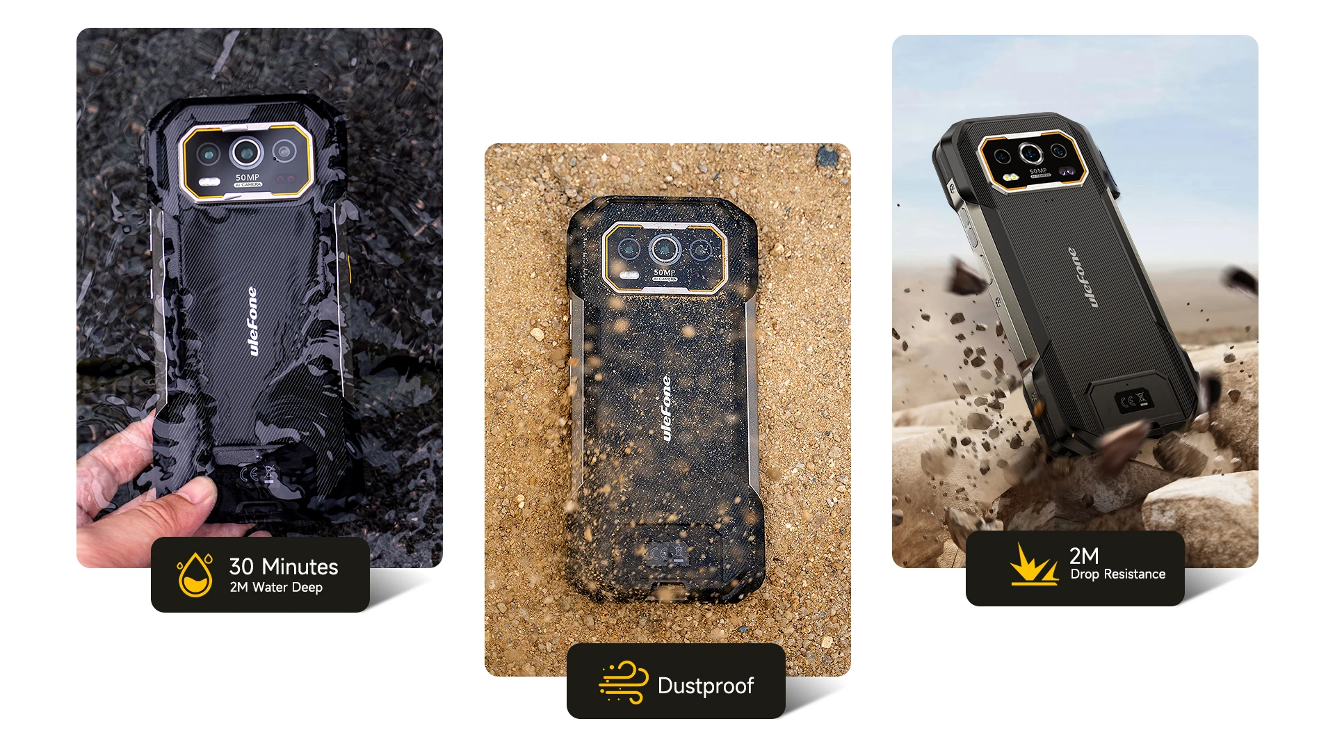 Ulefone Armor 27 Pro 5G Rugged Phone 10600mAh Smartphone Android 14 50MP Main Camera Up to 24GB+256GB NFC Mobile Phone