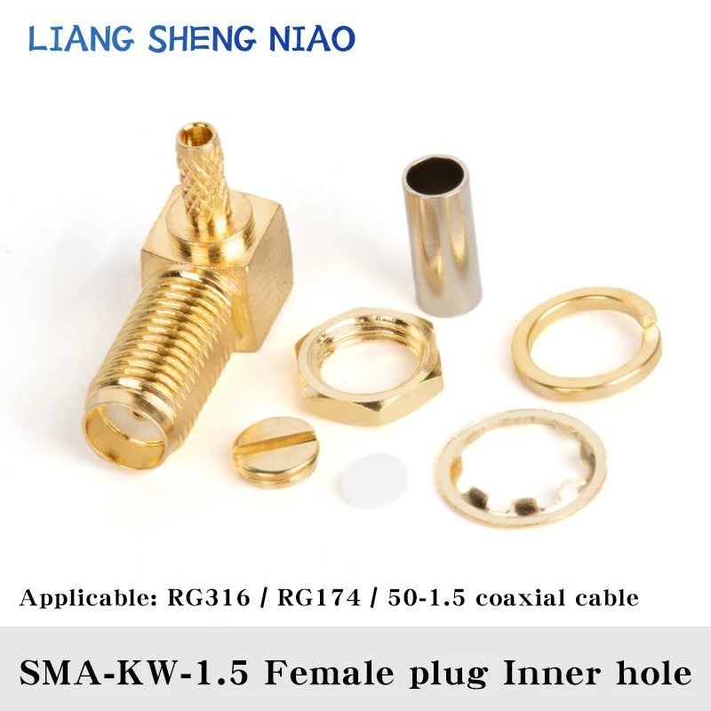 Imagem -06 - Sma Macho Conector Coaxial Fêmea Jack rf Crimp para Rg174 Lmr100 Cabo Rg316 Adaptador Banhado a Ouro 10 Pcs