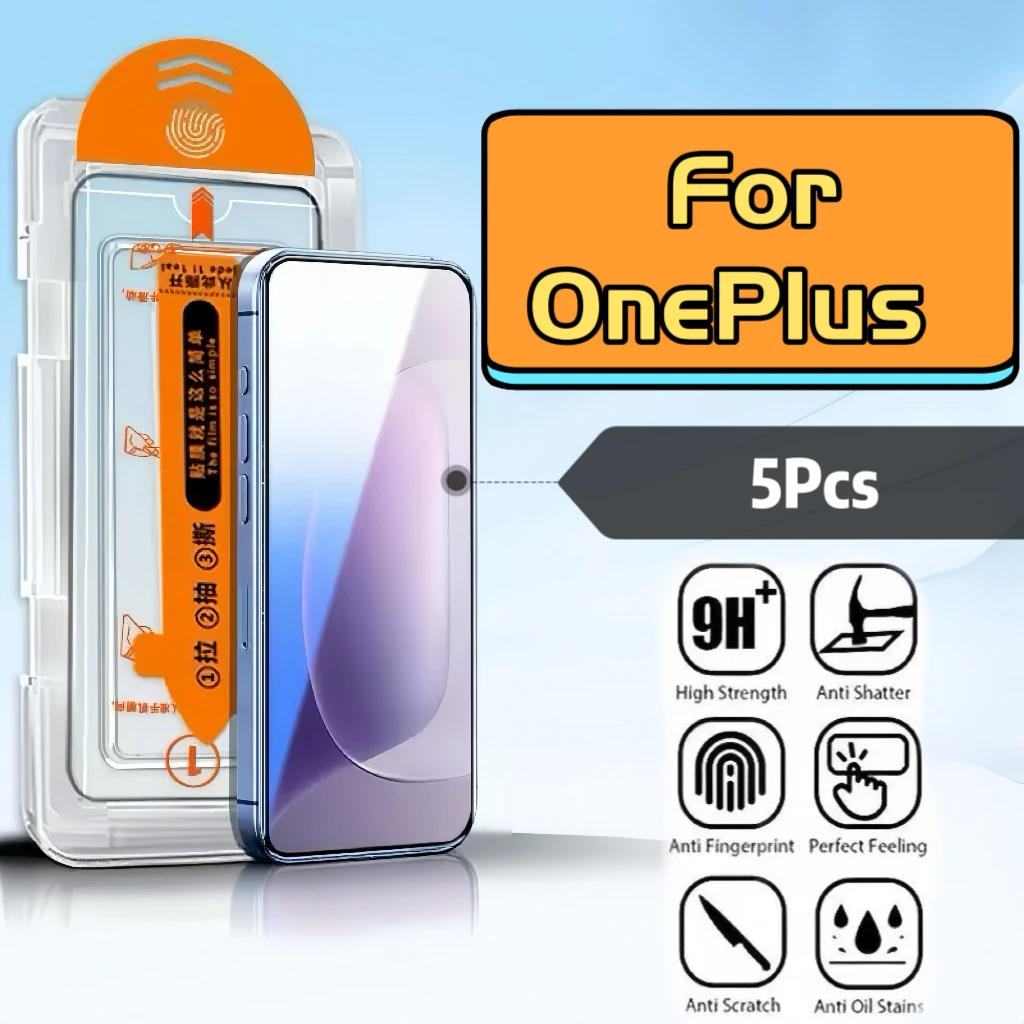 

HD Tempered Glass Screen Protector for OnePlus Series, 9H Hardness, Bubble-Free, Easy Installation, 5-Pack