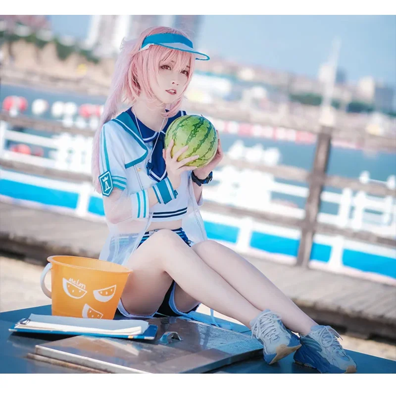 

Anime! Arknights Ansel Battle Suit Leisurely Holiday Swimsuit Uniform Cosplay Costume (not include bag)