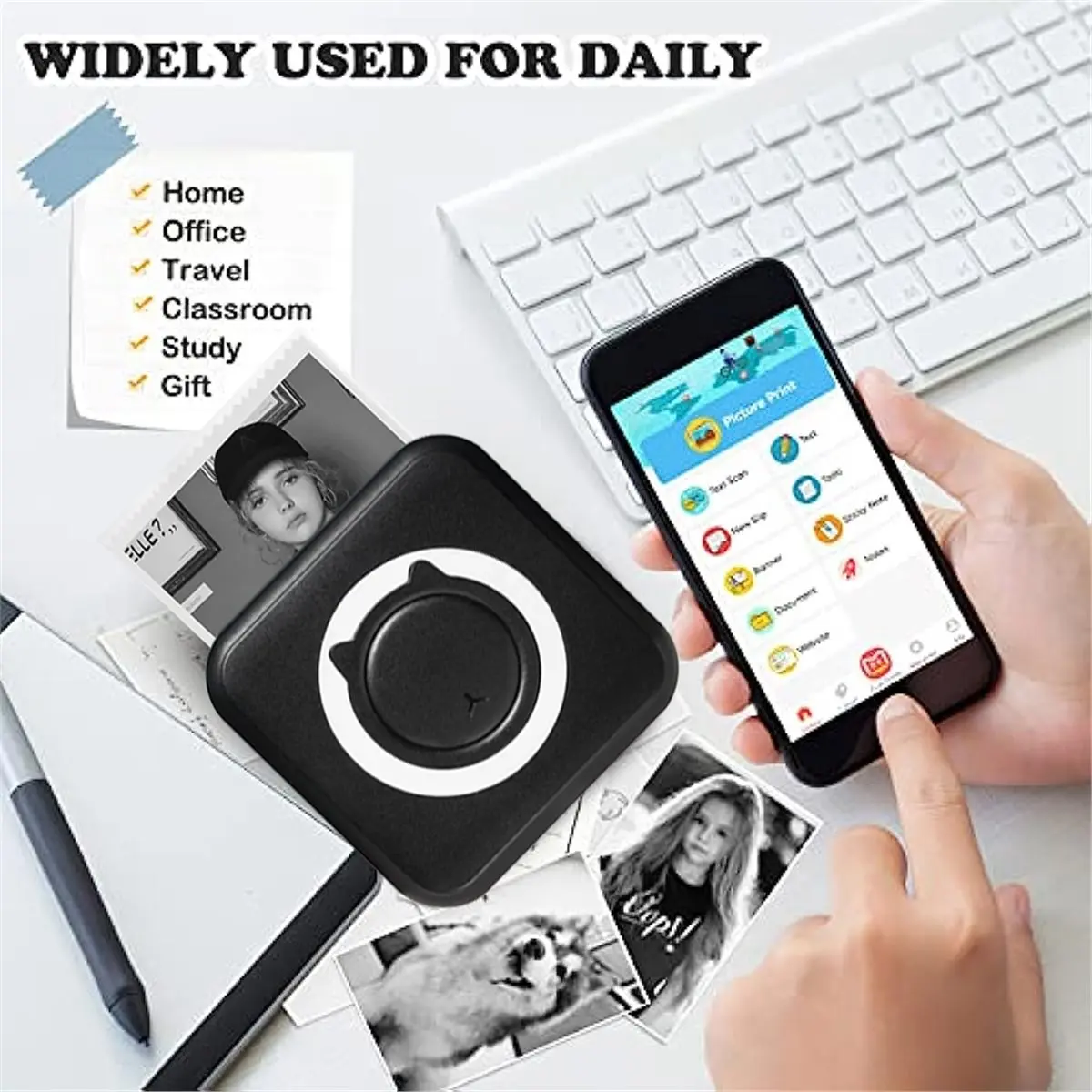Okay Print Portable Thermal Printer Photo Pocket Thermal Label Printer 58mm Printing Wireless Bluetooth Android IOS Green