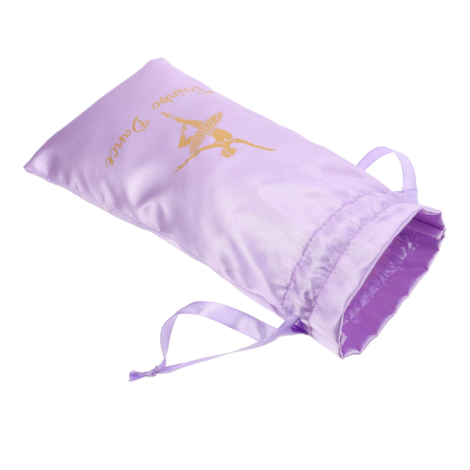 Bolsa de almacenamiento de zapatos de baile de satén violeta, tamaño M, bolsa de zapatos de punta con cordón, bolsa portátil para zapatos de baile de Ballet para mujeres y niñas