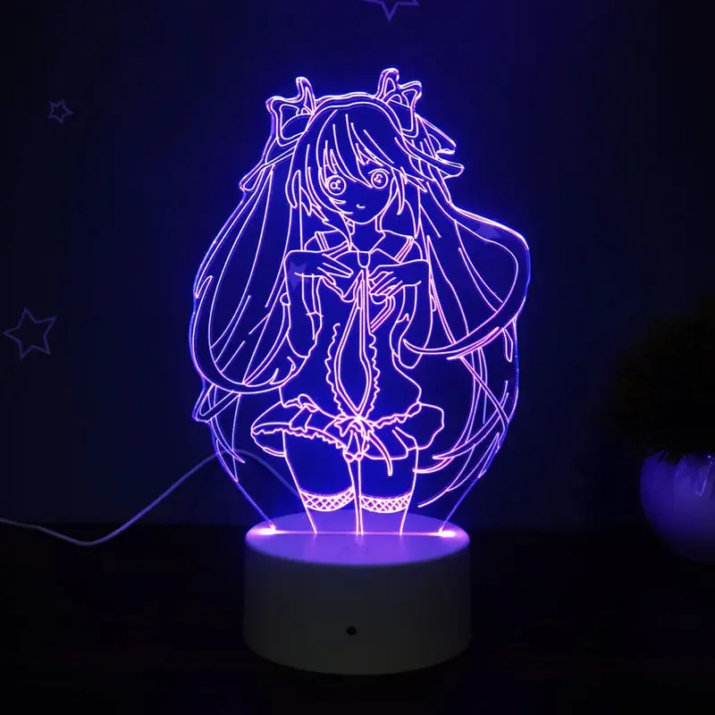Hatsune Miku luces Led de noche, lámpara de mesa 3D acrílica, decoración Kawaii para el hogar, habitación, dormitorio, figura de Anime, regalos para fanáticos lindos
