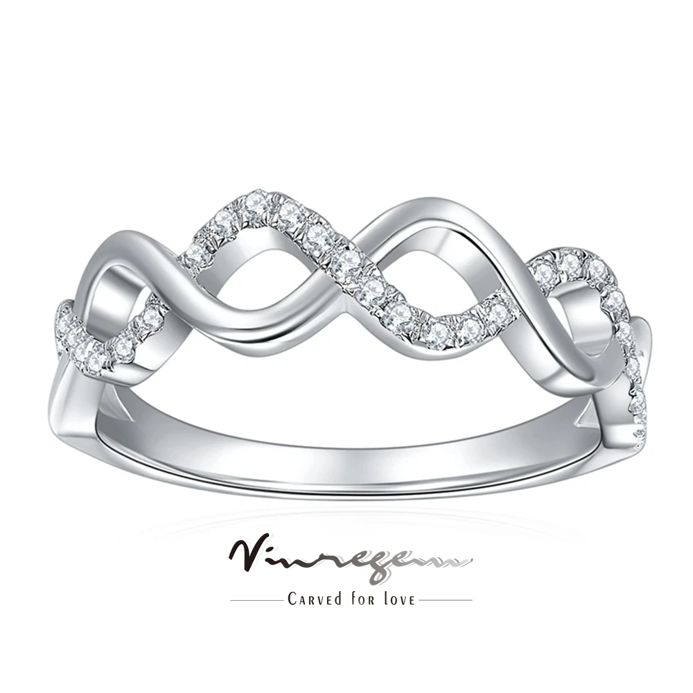 

Vinregem 3EX VVS1 D Color Real Moissanite Diamonds Gemstone Fashion Row Rings 100% 925 Sterling Silver Wedding Fine Jewelry Band