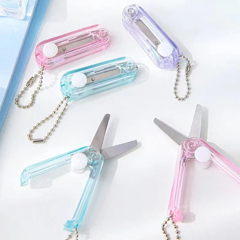 Transparent Mini Scissors, Retractable Folding Portable Scissors, Student Hand-made Paper Scissors