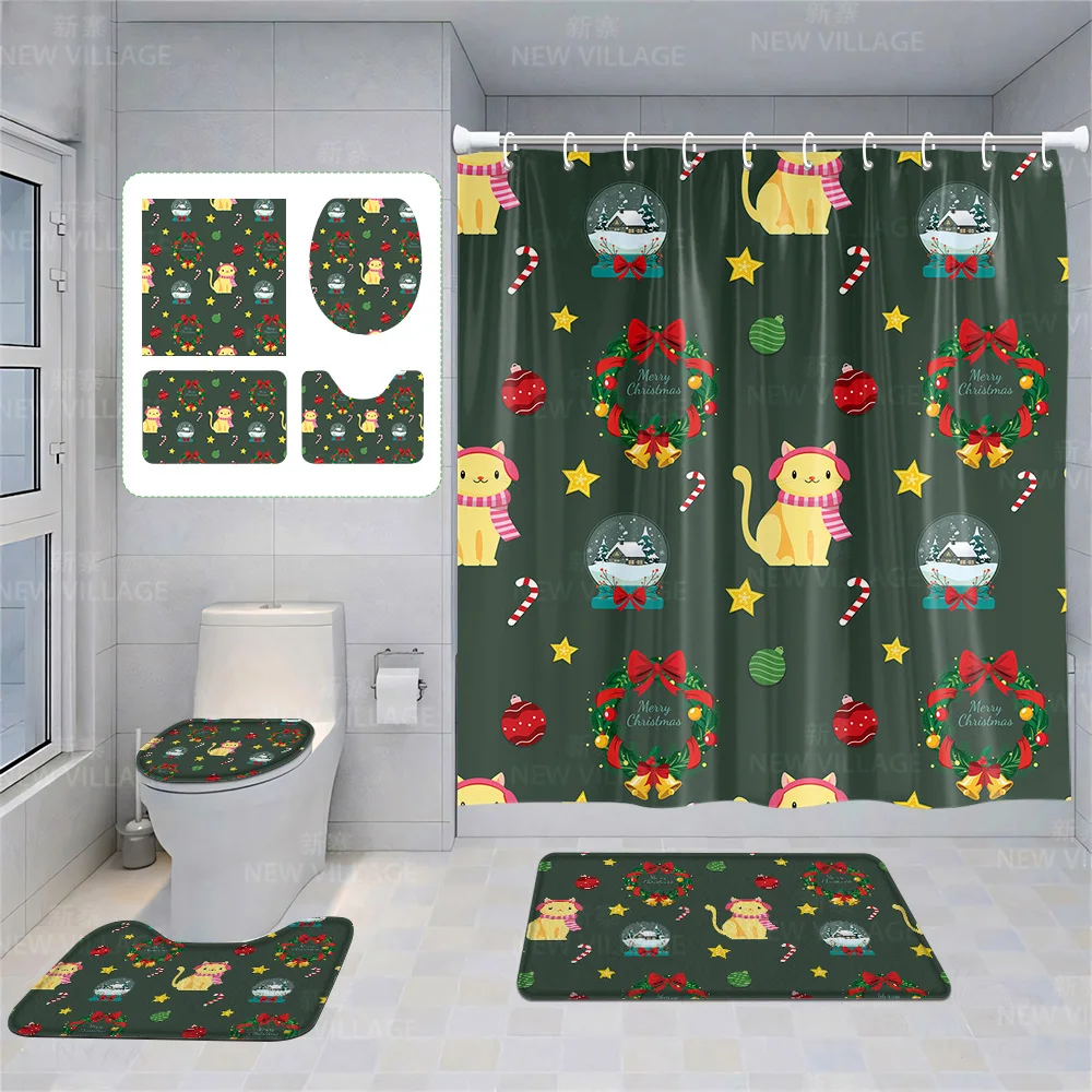 Huis Douchegordijnen Badkamer Decora Waterdichte Stof Antislip Badmat Waterabsorptiegordijn Modern Nordic Schattig Dier