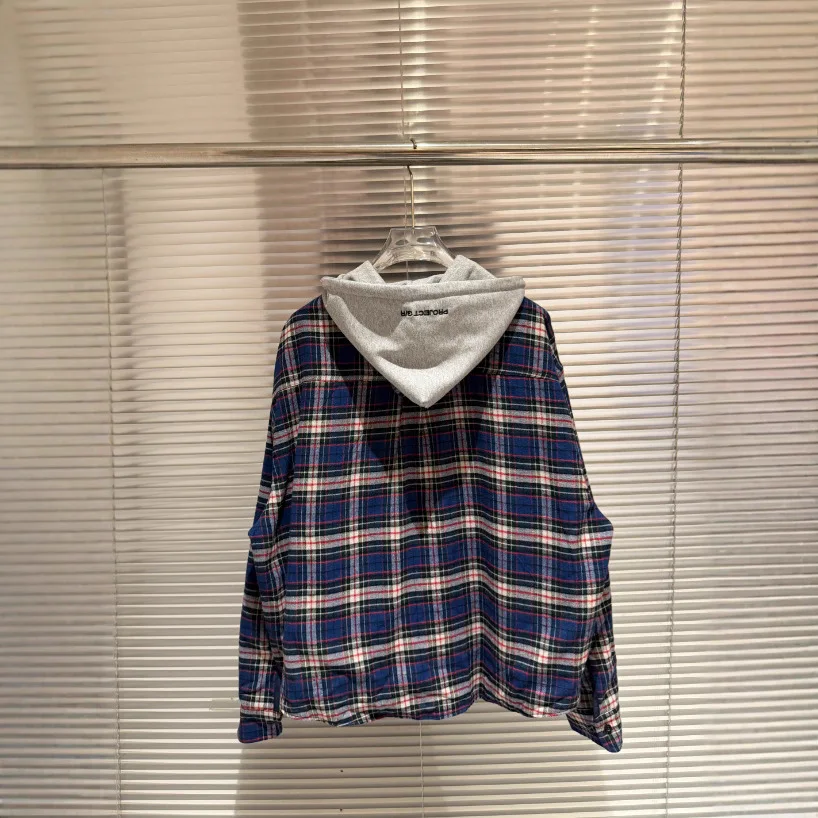 프로젝트 G/R Grailz 2026 새로운 스타일 리버시블 하이 스트리트 체크 무늬 후드 셔츠 재킷 캐주얼 유니섹스 패션