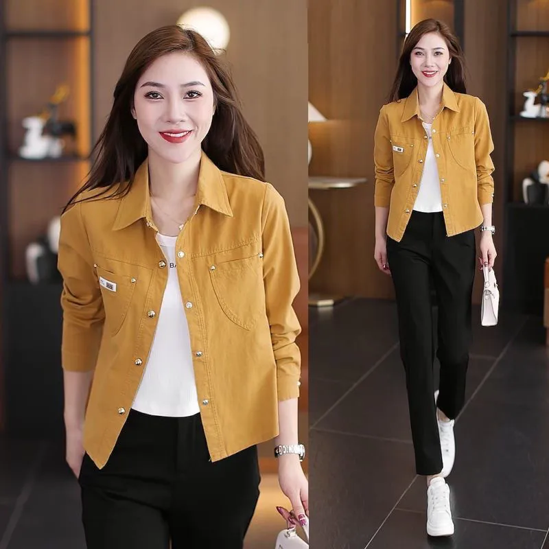 

2025 Новая модная темпераментная свободная короткая куртка в корейском стиле для женской одежды, весенне-осенняя тонкая повседневная верхняя одежда