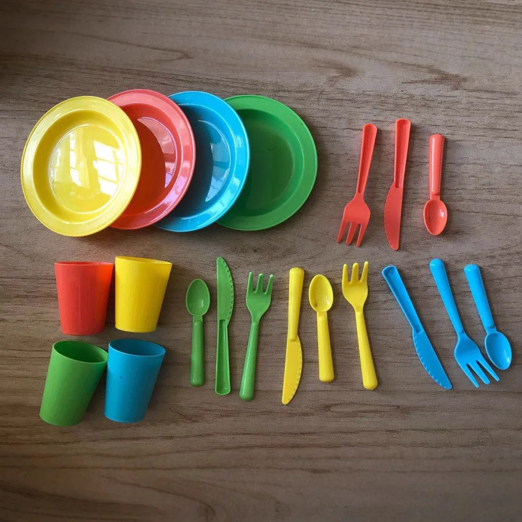 子供用ままごと食器アクセサリー、ディナープレート、ナイフとスプーン、キッチン用品アクセサリー、調理おもちゃ