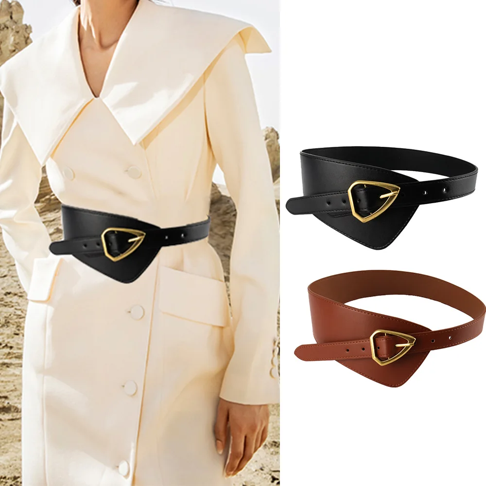 

Hot Sales Women Suit Belt Shirt Plain Grain Genuine PU Material Folding Navel Versatile Decorative Dress Women's Decoration