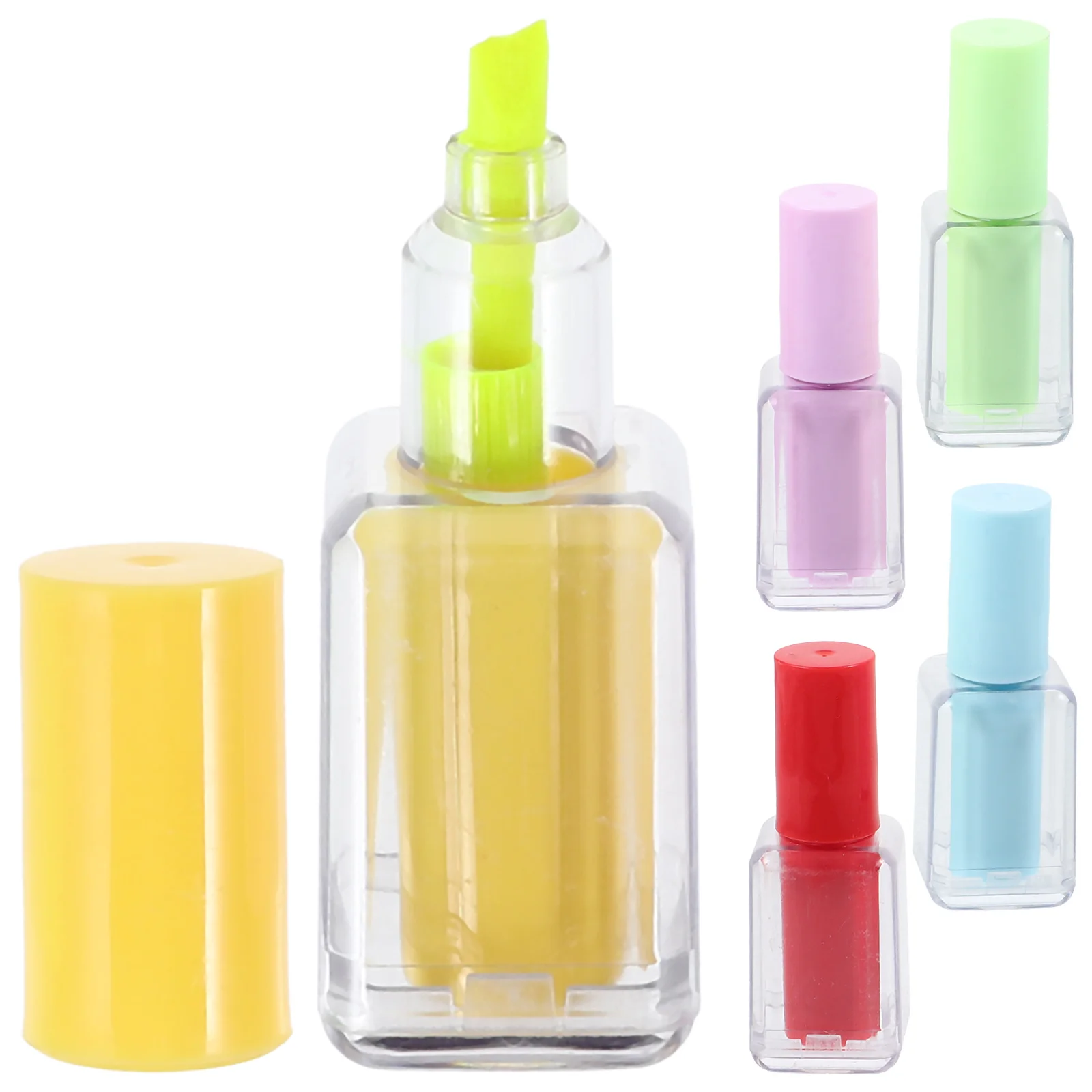 5pcs Mini Highlighters Cute Shape Bright Color Pens For Paper Metal Glass Plastic Smooth Writing Portable Art Supply School