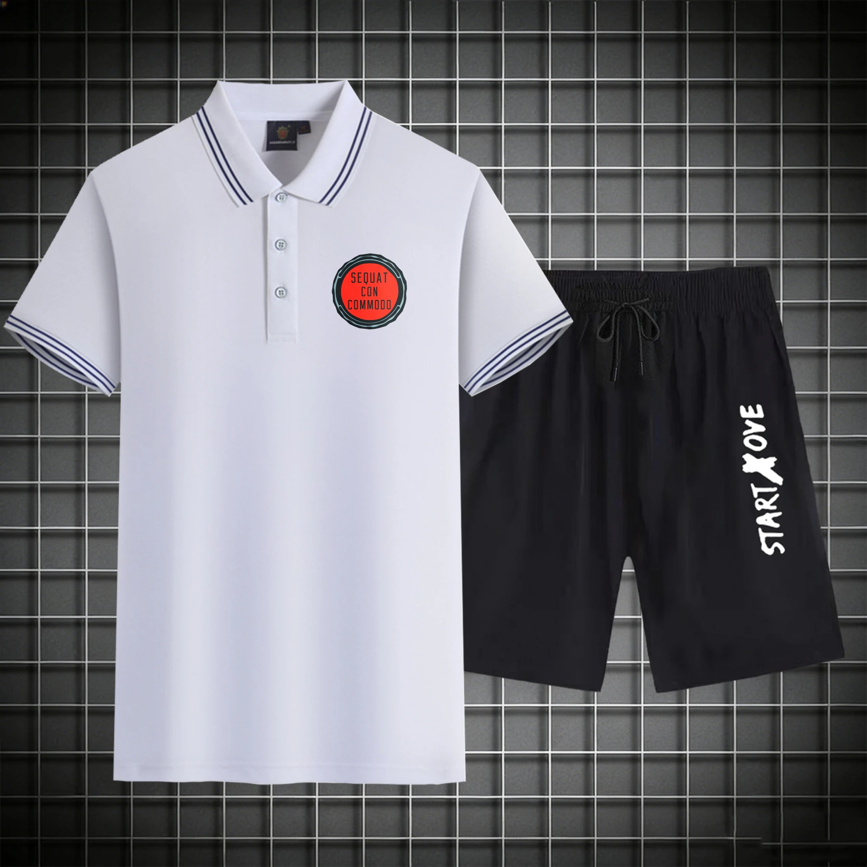 

men's Polos sets 2026 Summer Y2k tracksuits men's suits Polyester Short sleeve men's chandals sets for men Printed Graphic