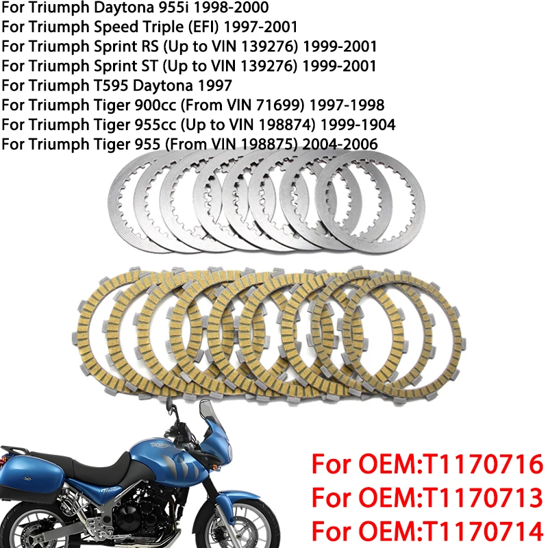 Kit de Discos de Embrague para Motocicleta Triumph Daytona 955i Speed Triple Sprint RS ST T595 Daytona Tiger 900cc 955 a VIN