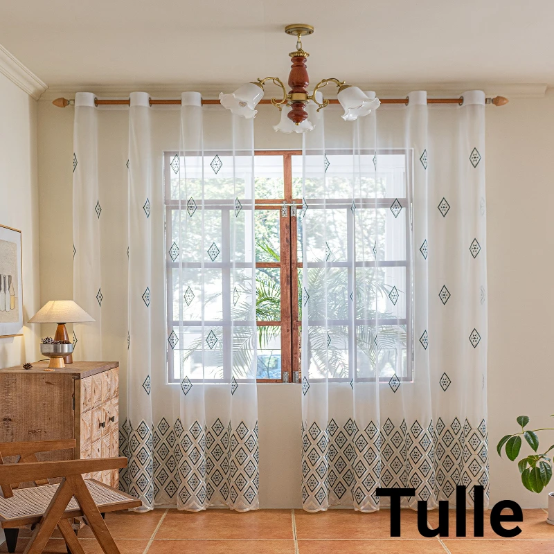 Modern Simple Tulle European Style Window Screen Embroidery  Gauze Curtains for Living Dining Room Bedroom Custom Size Fashion