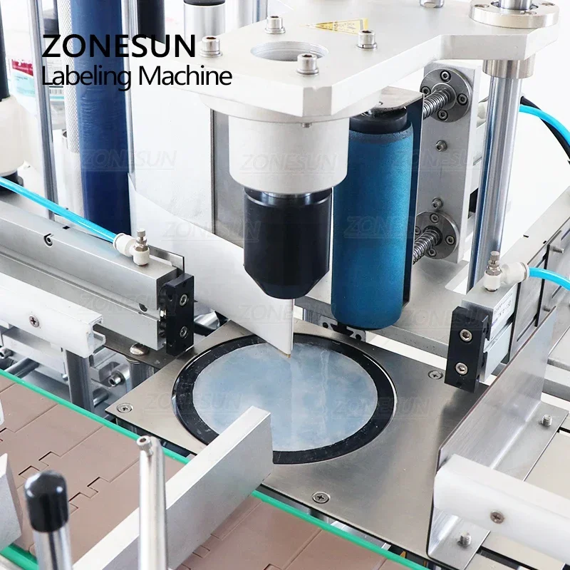 ZONESUN ZS-TB550 Automatic Wrap Around Labeling Machine Desktop Hexagon Square Round Bottle Sticker Applicator Labeler
